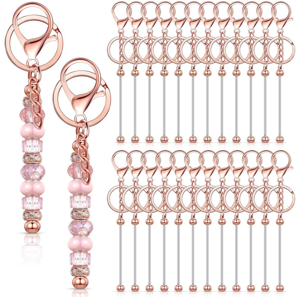 7420 24 Pcs Beadable Keychain Bars Bulk Beads for Keychain Making Kit Gifts